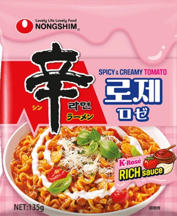 農心 辛ﾗｰﾒﾝﾛｾﾞ 1袋 135g